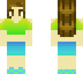 cool green top and blue shorts