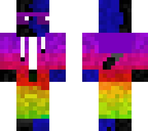 half-blue enderman with rainbow hoodie