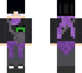 purpl (with black hair but a bit of purple) and mr.ribbits in a pouch