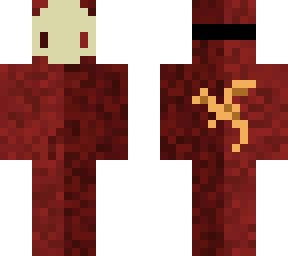 red guy with dragon and mask