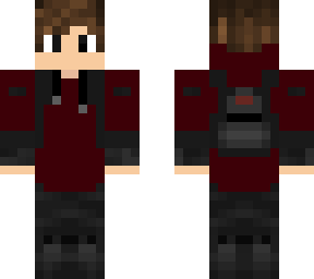 red hoodie with backpack