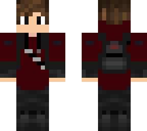 red hoodie with backpack