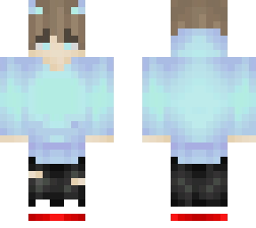 blue jacket boy; cool with horns and clowing blue eyes
