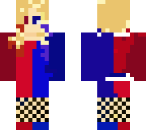 red and blue minecraft girl
