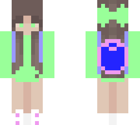 sweet mint girl with backpack and bow