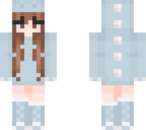 brown hair girl blue dinosaur outfit