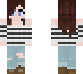 girl in jeans and a striped sweater