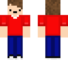 guy is redshirt and blue jeans