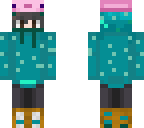 axolotl cap + glow squid hood + goat shoes (skin merging 1)