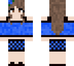 Brown haired girl with blue top | Minecraft Skin