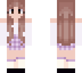 purple skirt brown hair