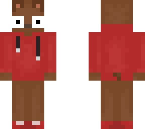 bear in a red hoodie