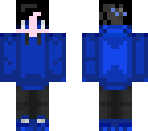 blue and black e-boy classic minecraft skin
