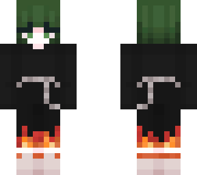 green hair with flame