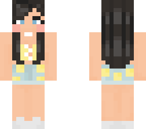 black haired girl with lemon outfit and shorts