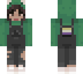 enby frog hoodie with/ enby overalls