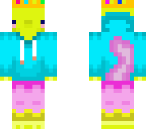 gold axolotl in a hoodie and crown