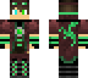 green and blue eyes steam punk guy with a green amulet