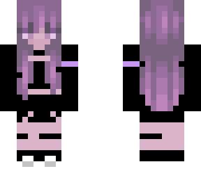 purple hair black outfit (with purple cancer ribbon)