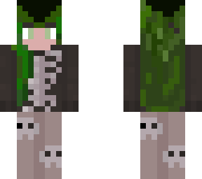 skull costume with green halloween hair<3