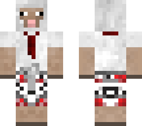 white sheepy with red and white and grey pants and sun glasses