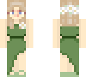 blonde girl green dress