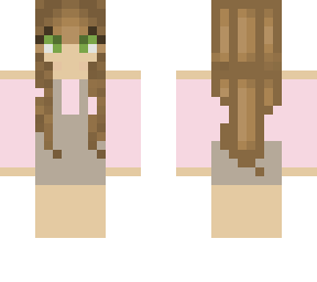 pink overall brunette girl :)