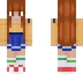 sweater girl with blue skirt