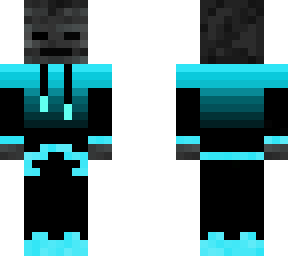 wither skeleton with blue hoodie