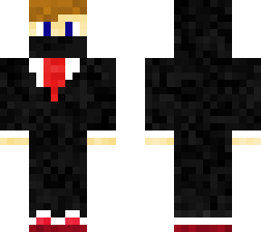 red tie with black mask