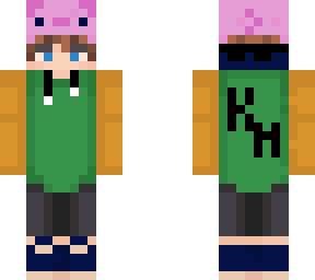 random human with pig hat