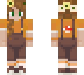 geminitay's hermitcraft skin with brown hair and fall shirt