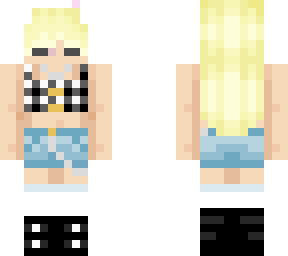 y2k girl plaid top denim skirt boots white headband