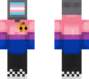 bi trans hoodie tv head with a pumpkin badge