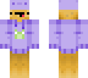 potato axolotl-hat, purple frog hoodie