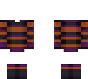 orange, purple, and black striped shirt and socks base