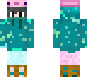 axolotl beanie with glowsquid hoodie pink and goat shoes (edit)