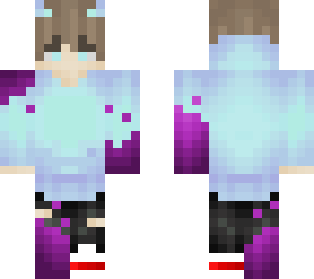 blue jacket boy; cool with horns and clowing blue eyes and little bit of purple