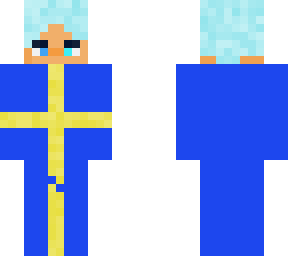 man in a sweden flag suit