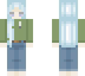 blue hair with jeans and hoodie