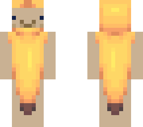 brown axolotl in banana outfit