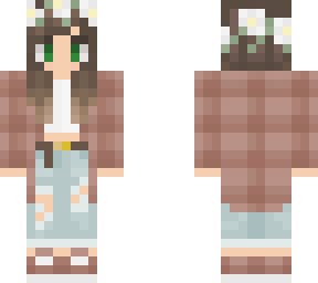 flannel girl in ripped jeans | Minecraft Skin