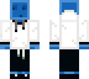 blue slimo with white sweatshirt