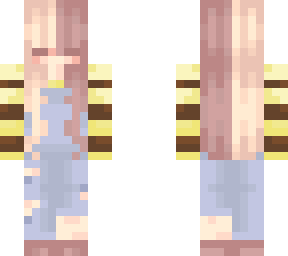 female ranboo casual with bee hoodie/overalls