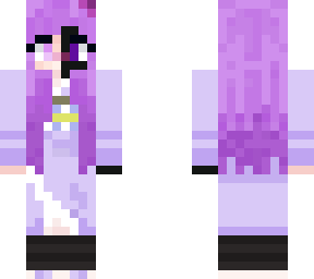 half enderman girl with purple hair wearing a komono