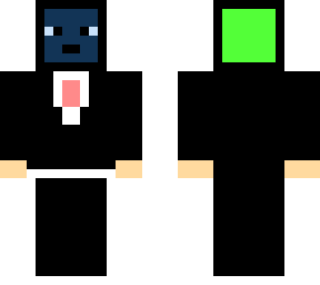 human in suit with cube head
