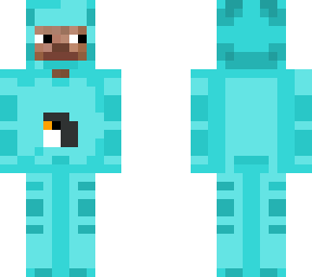blue steve with penguin