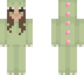 dino girl green and pink pastel