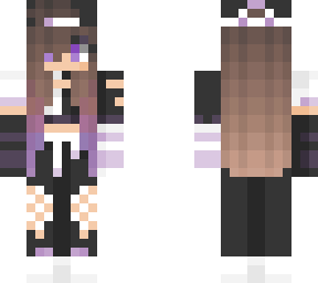 black, purple, and white brown hair skater girl