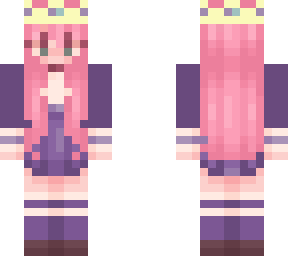 pink hair crown girl in purple fit
